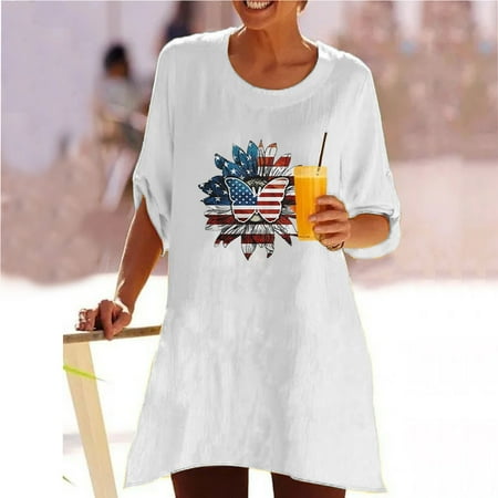 

SELONE American Flag Scrub Tops Independence Day Scrub Tops Casual Solid Round Neck Short Sleeve with Pocketss Loose T Shirt Pullover Tops Stand Out on the 4th of July with Our Costumes Navy S