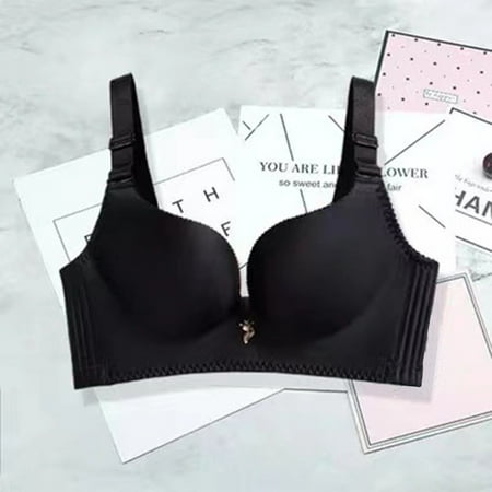 

YIWEI Womens Push Up Padded Wire Free Bra Size 34 36 38 A B C Cup Bralette Black 34A