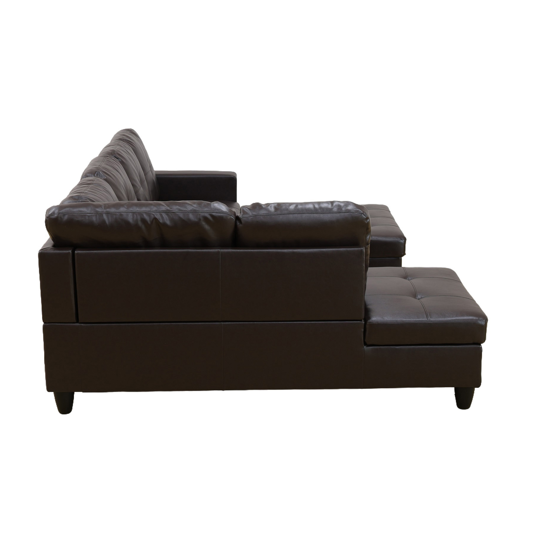 Hommoo Faux Leather Living Room Furniture Set, Sectional Sofa Set, Left Side, Brown