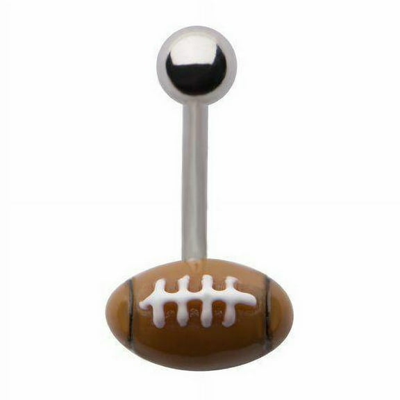 Body Accentz Belly Button Rings 14G Steel Football Ball Belly Rings 3/8