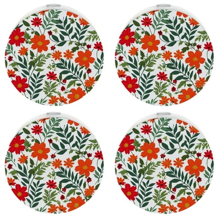 

YZUOUZY Night Lights Plug into Wall Bedside Lamp 4-PC Flowers Hand Drawn Colorful Roses Ferns