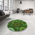 thumbnail image 4 of Ahgly Tapis Rond Lavable en Machine Intérieur Transitionnel Vert Forêt Foncé, 5 Pieds Rond, 4 of 7