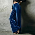 thumbnail image 6 of Mifsaly Women's Velvet Wide Leg Trousers High Waisted Flowy Palazzo Pants Fall Winter Elegant Evening Party Business Casual Outfits with Pockets, 6 of 9