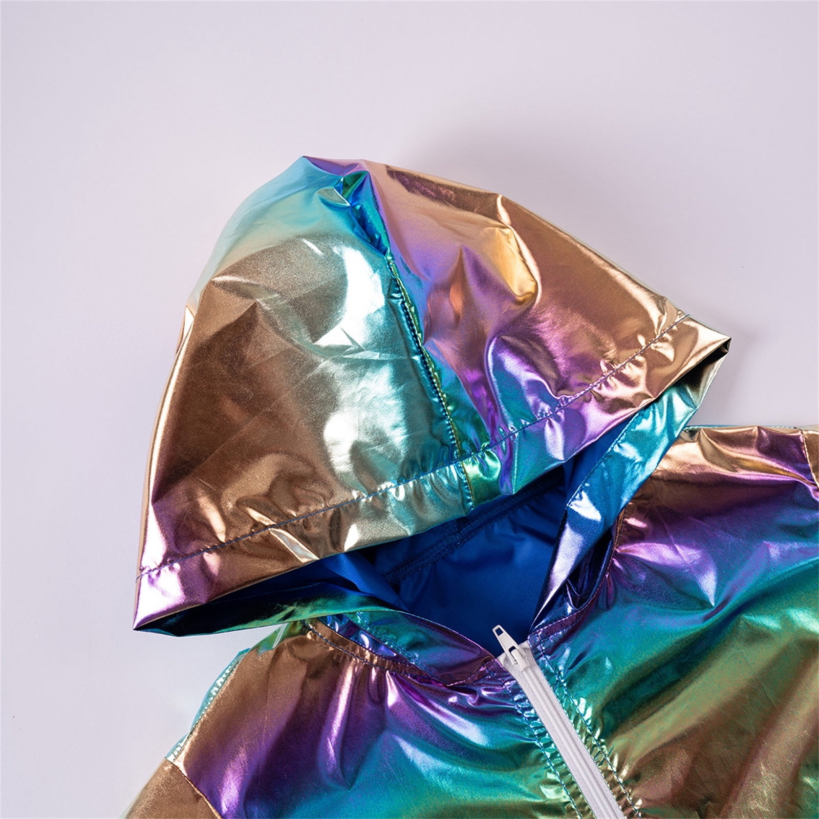 Abomasnow Toddler Boy Girl's Metallic Jacket Lightweight Zip Up Holographic Shiny Bomber Jackets with Hooded 1-7 Years