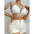 thumbnail image 2 of KelaJuan Women's Mesh Tank Tops Diamond Hollow Out See Through Tassel Tops for Club Rave Outfit, 2 of 6