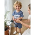 thumbnail image 4 of BemeyourBBs Toddler Baby Boy Mama'sLittle Man Outfits Newborn Infant Boy Summer Clothes Waffle Knit Short Sleeve Letter Embroidery T-Shirt Shorts Set 2Pcs, 4 of 9