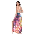 thumbnail image 3 of FORMRS Womens Long Sarong Beach Wrap Semi-Sheer Bikini Skirt Bathing Swimsuit Cover Up, Green Colorful Circles, 3 of 7