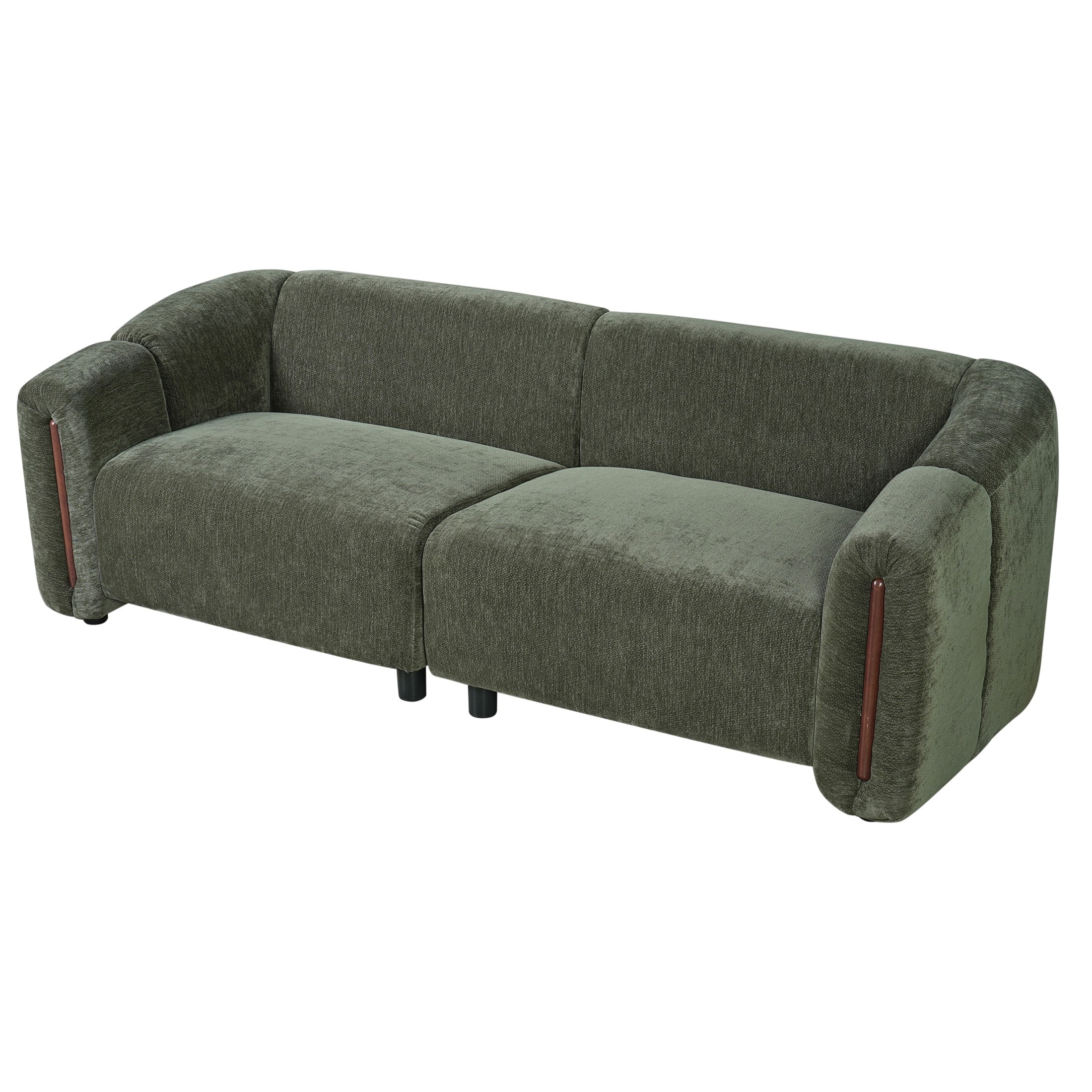 Christopher Knight Home 87.4" Modern Curved Upholstered 3-Seater Sofa with Wide Armrest, Green
