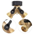 thumbnail image 3 of Apuakthei Conector de manguera de jardín de latón de 3/4", distribuidor en Y de 2 vías, conexión de grifo de 2 vías con válvulas de encendido/apagado, adaptador de grifo para el hogar, jardín y, 3 of 5