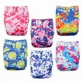 thumbnail image 2 of Wegreeco Washable Reusable Baby Cloth Pocket Diapers 6 Pack + 6 Bamboo Inserts (with 1 Wet Bag,Tie-dye), 2 of 6