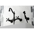 thumbnail image 3 of Kingston Brass KS1260AXBS Heritage Wall Mount Bridge Kitchen Faucet with Brass Sprayer, Matte Black, 3 of 5
