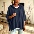 thumbnail image 2 of Tops for Women, Pullover Sweaters for Women Hooded Side Slit Ribbed 3/4 Sleeve Sweaters, Drawstring, Batwing Sleeve, Soft and Comfort Fabric, Drop Shoulder, 2 of 5