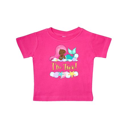

Inktastic I m 2 Mermaid with Pink Hair and Shells Gift Baby Boy or Baby Girl T-Shirt