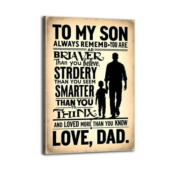 To My Son Motivational Wall Art Poster Great Wall Art for Home Decor, Made in USA,fathers Day Posters for Room, Office Or Living Room