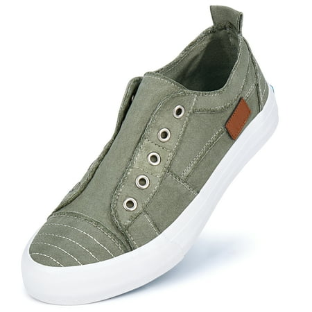 JENN ARDOR Women s Canvas Slip on Sneakers Low Tops Fashion Flats Comfortable Casual Shoes for Walking Unlaced Slip on Sneakers Flats Shoes