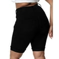 thumbnail image 2 of Gocolloa Womens Plus Size Jean Shorts Stretchy High Waisted Ripped Roll Hem Denim Bermuda Shorts 10" Inseam Black 24W, 2 of 5
