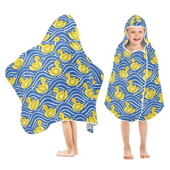 joogoo Ducks on Wavy Kids Hooded Beach Towel Baby Bath Towel 23.5"x50"