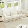 thumbnail image 4 of Slipcovered Sofa Couch, Modern 3 Seater Sofa with Suppleness Armrests, Chenille Fleece Deep Seat Sofa with Soft Multiple Big Pillows, Comfy Couch for Living Room, Apartment, Chenille Fabric, Cream, 4 of 9
