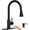 Matte Black, variant on APPASO Gold Kitchen Faucet with Soap Dispenser and Pull Down Sprayer, S304 Stainless Steel Single Handle High Arc Faucet, 3 Modes, Includes Deck Plate for 1-4 Hole Sinks (Bar, Farmhouse, Laundry)