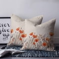 thumbnail image 3 of Orange Spring Floral Throw Pillow Covers, Soft Pillowcases with Invisible Zipper, Watercolor Farmhouse Botanical Decorative Square Pillow Cushion Covers for Living Room Couch Sofa Bed 20x20 Inches, 3 of 8