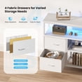 thumbnail image 2 of TV Stand with LED Lights and Power Outlet, Entertainment Center for 45 inch TV, 4 Drawer Fabric Dresser with Charging Station, Modern Gaming Console Table for Bedroom & Living Room, White, 2 of 6