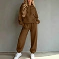 thumbnail image 3 of WULMLEO 2 Piece Sets Women Matching Hooded Hoodies and Wide Leg Sweatpants Relaxed Two Piece Set Casual Stretch Travel Tracksuit Set Coffee M, 3 of 7