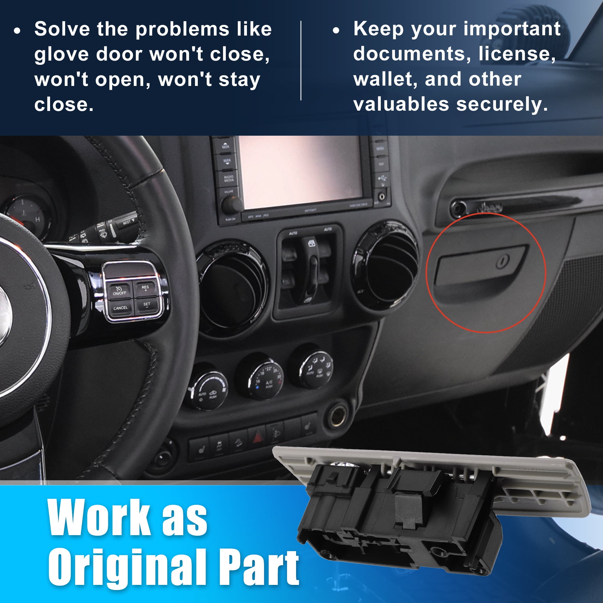 Glove Box Latch Handle Car Interior Accessories 5JM55ZJ8AC for Jeep Wrangler Plastic Black Beige