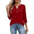 thumbnail image 4 of WIHOLL 3/4 Length Sleeve V Neck Blouses for Women Dressy Casual Spring Summer Tops Business Casual Resort Wear, 4 of 11