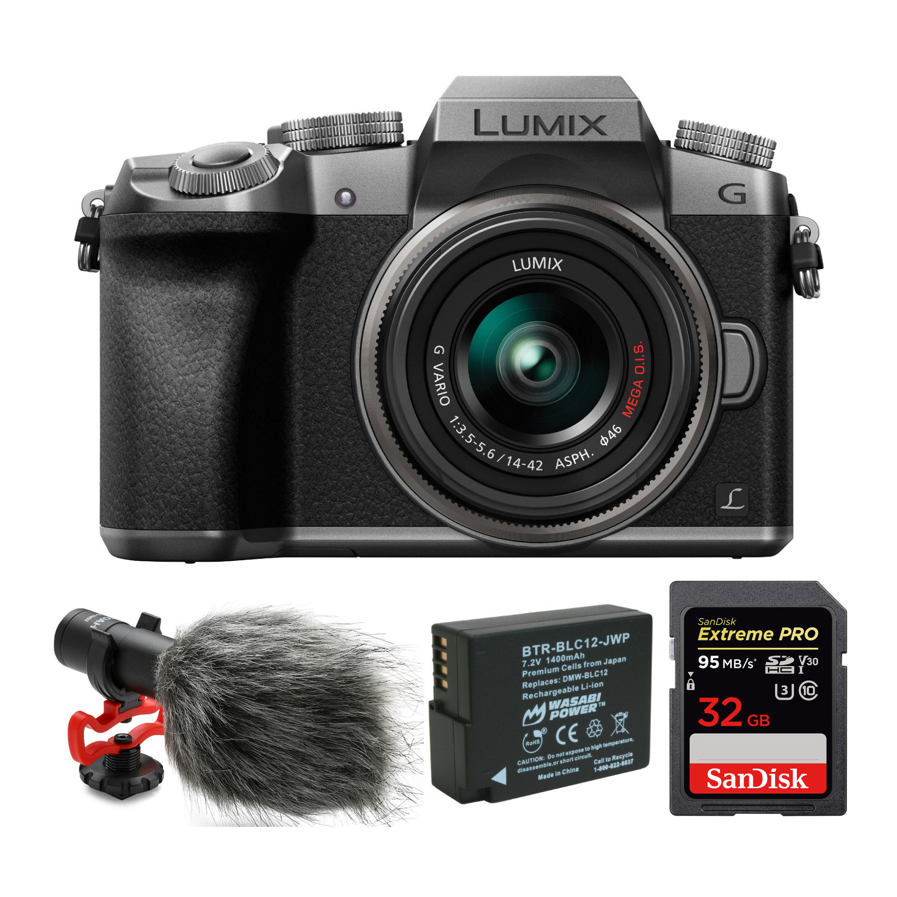 Panasonic LUMIX G7 Mirrorless Digital Camera (Silver) with Lens and Mic