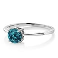 thumbnail image 5 of Gem Stone King 10K White Gold London Blue Topaz Solitaire Engagement Ring for Women (1.10 Cttw, Round 6MM, Gemstone November Birthstone, Size 5), 5 of 5