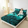 thumbnail image 4 of Feelyou Cartoon Gamepad Child Bed Sheets, Turquoise Stereoscopic Square King Sheets, Video Game Controller Sheet Set, Super Cozy Room Decor, 4pcs, 4 of 7