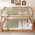 thumbnail image 2 of Euroco Wood Queen over Queen Bunk Bed with Ladder and Guardrails, Walnut, 2 of 12
