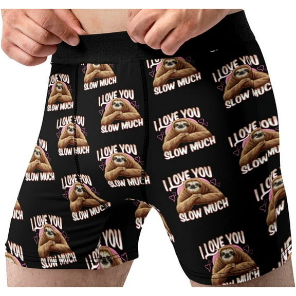 Mens Sloth Love all Over Valentines Day Boxer Briefs Underwear Novelty Gift