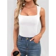 thumbnail image 4 of Women Square Neck Tank Tops Dressy Summer Sleeveless Shirts Going Out Fitted Trendy Tops T Shirts Blouses White XS, 4 of 7