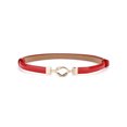 thumbnail image 1 of Cinturones delgados de alta cintura para mujeres INSPIRE CHIC con hebilla de metal ajustable, hebilla redonda roja de 22"-39"*3/8" (L*W), 1 of 5