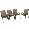thumbnail image 6 of Nuu Garden Outdoor Stackable Chairs Set of 4, Patio Dining Chairs for All Weather, Breathable Textilene Outdoor Chair Set with Armrests, Brown, 6 of 10