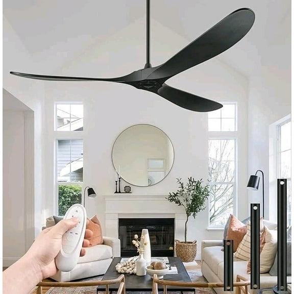 Boosant 60in Celing Fan Black Remote Control No Light