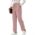 thumbnail image 2 of Womens Corduroy Pants Vintage Dressy Casual Straight Leg High Waist with Pockets Fall Comfortable Work Trousers 2026 Pink 3XL, 2 of 5
