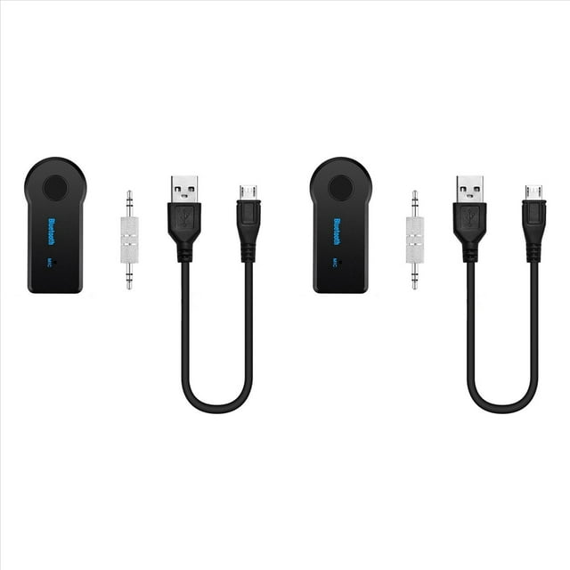 2X Receptor Bluetooth Inalámbrico 2 en 1 Adaptador de Música de Audio Auxiliar de 3,5 mm con Funcionalidad Manos Conectividad USB BT