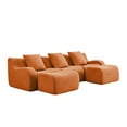 thumbnail image 6 of U-shaped Soft Teddy Fabric Boneless Sofa, Assembly Chaise, No Assembly Required Curved Armrest, Anti-Slip Design 32D High Density Sponge Streamlined Design, Fits Living Rooms Reading Nook (Orange), 6 of 11