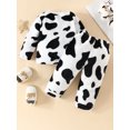 thumbnail image 3 of Infant Baby Girls 2PCS Pants Sets Long Sleeve Cow Embroidery Tops Elastic Band Plush Pants, 3 of 8