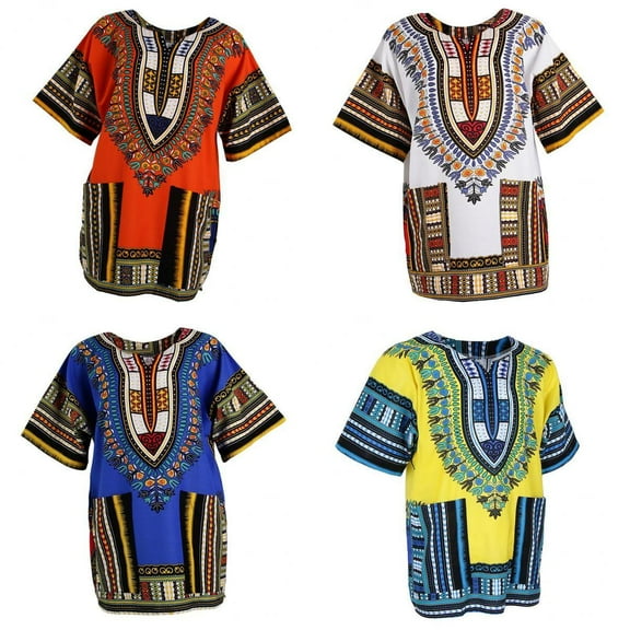 4Pcs African Embroidery Print Dress Cotton Dashiki Shirt Clothing for Women