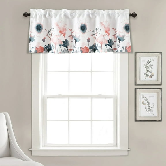 Lush Decor Zuri Flora Valance - Blue/Coral - 18 x 52