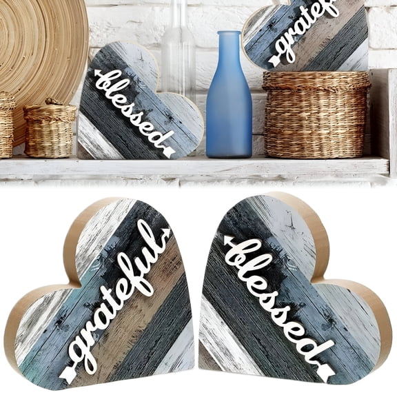 XIBUFE 2 Pcs Rustic Table Decorations Living Room Home Decor Farmhouse Valentines Day Blue