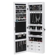 thumbnail image 4 of Hassch Wall Mounted Jewelry Storage Cabinet with Mirror, 8 Led Light and 6 Drawers, Lockable Jewelry Armoire Cabinet, Saving Space, 14.3 "L x 4.8" W x 42.5 "H, White, 4 of 7