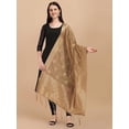 thumbnail image 2 of AlchemicLiving Women's Gold Floral Woven Banarasi Silk Zari Dupatta Thread Work - Beautiful Scarf Chunni for Girls - Size: 1M x 2.5M, 2 of 2