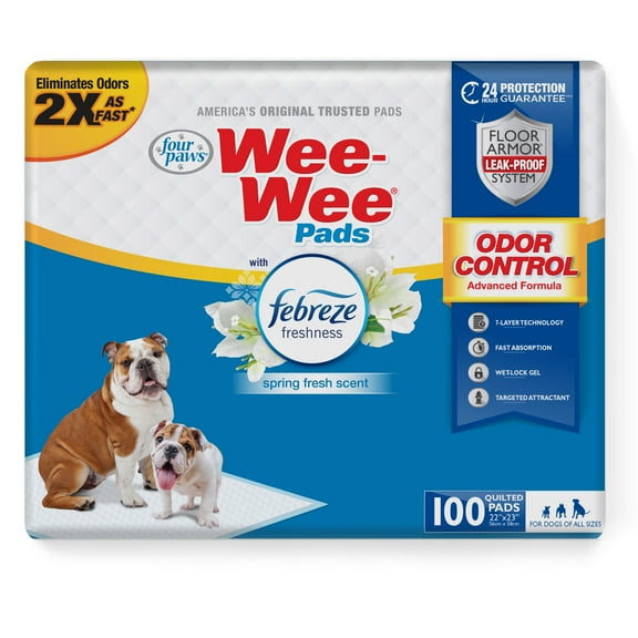 Four Paws Wee-Wee Odor Control Dog Training Pads with Febreze Freshness 22" x 23" (100 Count)