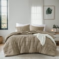 thumbnail image 4 of Regency Heights Full Comforter Set, Boho 3-Piece Pintuck Stitching Bedding Set, Soft Washed Pleated Bed Sets with Pillow Sham Khaki, 4 of 10