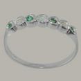 thumbnail image 3 of LBG British Made 9k White Gold Womens Ring Natural Opal & Emerald Eternity Ring - 33 size options - Size 7.5, 3 of 9