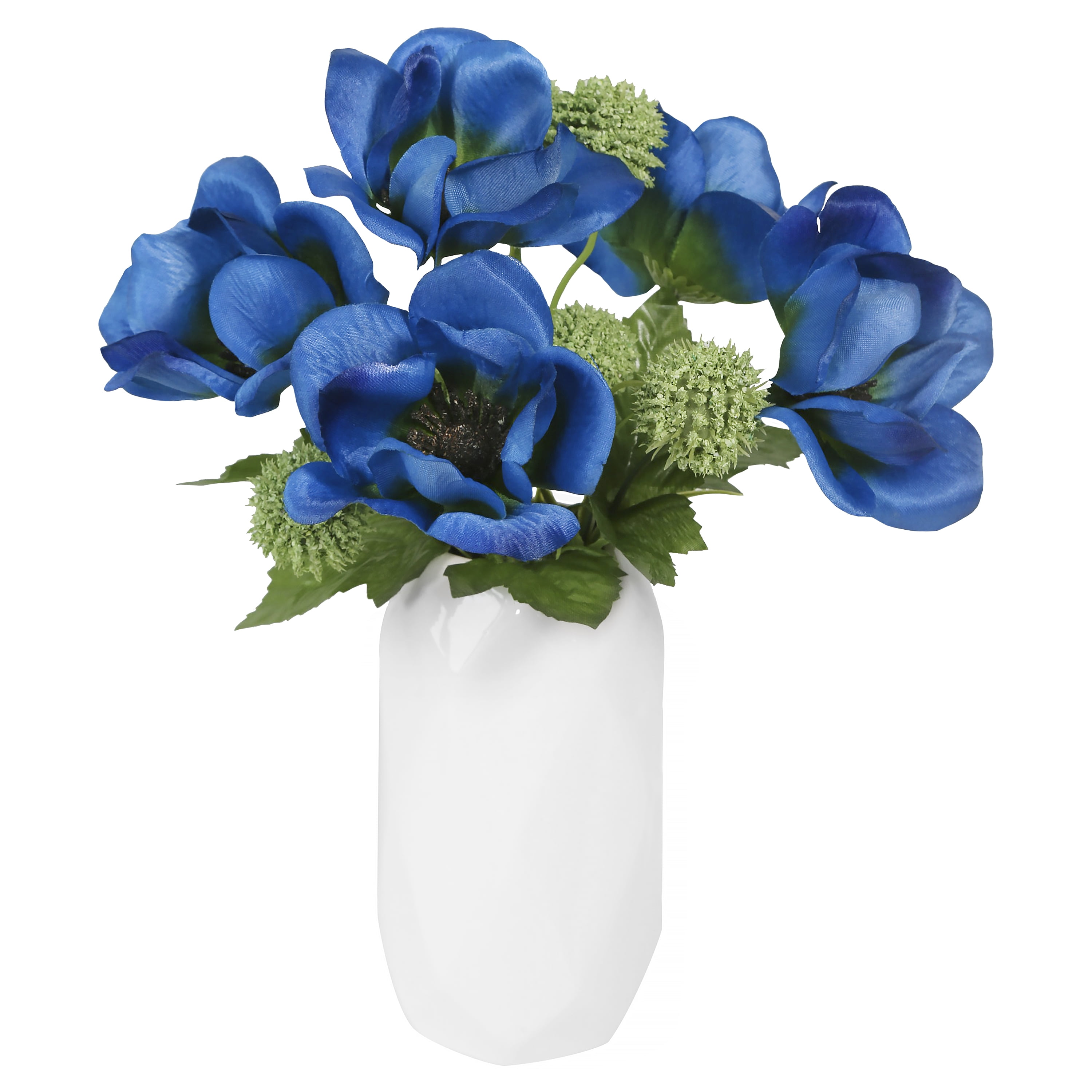 Mainstays Blue Artificial Anemone Flower Pick, 5 Heads, 13 in, Indoor Use